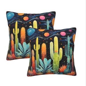 Colorful Cactus Throw Pillow Covers 
-Set of 2